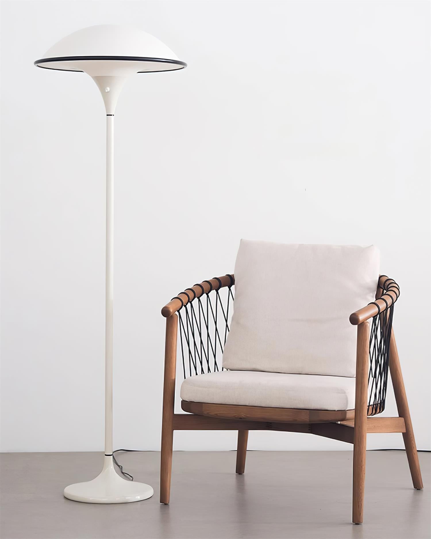 Danish Retro White Flying Saucer Floor Lamp M278