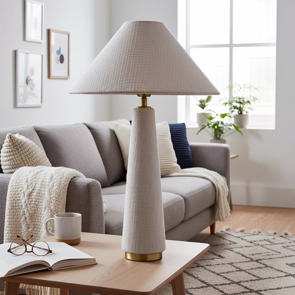 Ceruna Cone Shaded Table Lamp - Elegant Fabric for Living Room and Entryway T720