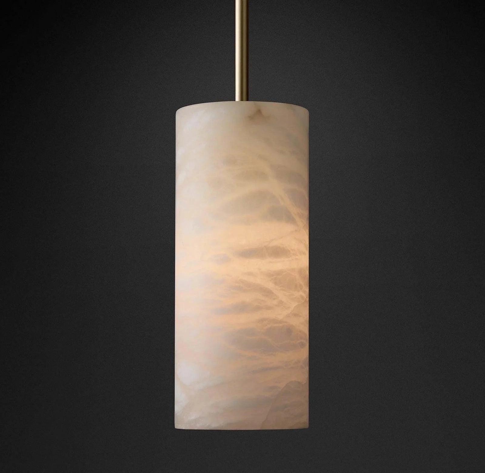 Hand Carved Alabaster Cylinder Pendant Light T115
