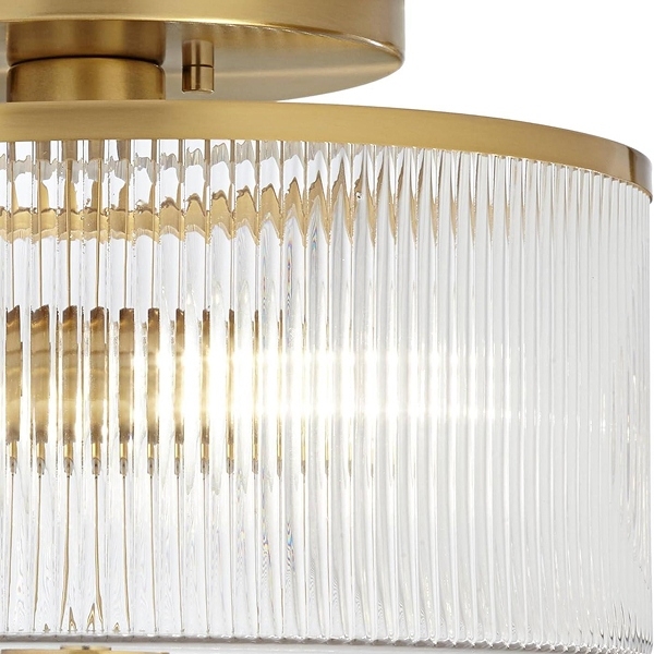 Rilona Clear Glass Drum Semi Flush Ceiling Light - Farmhouse Retro Styley U13