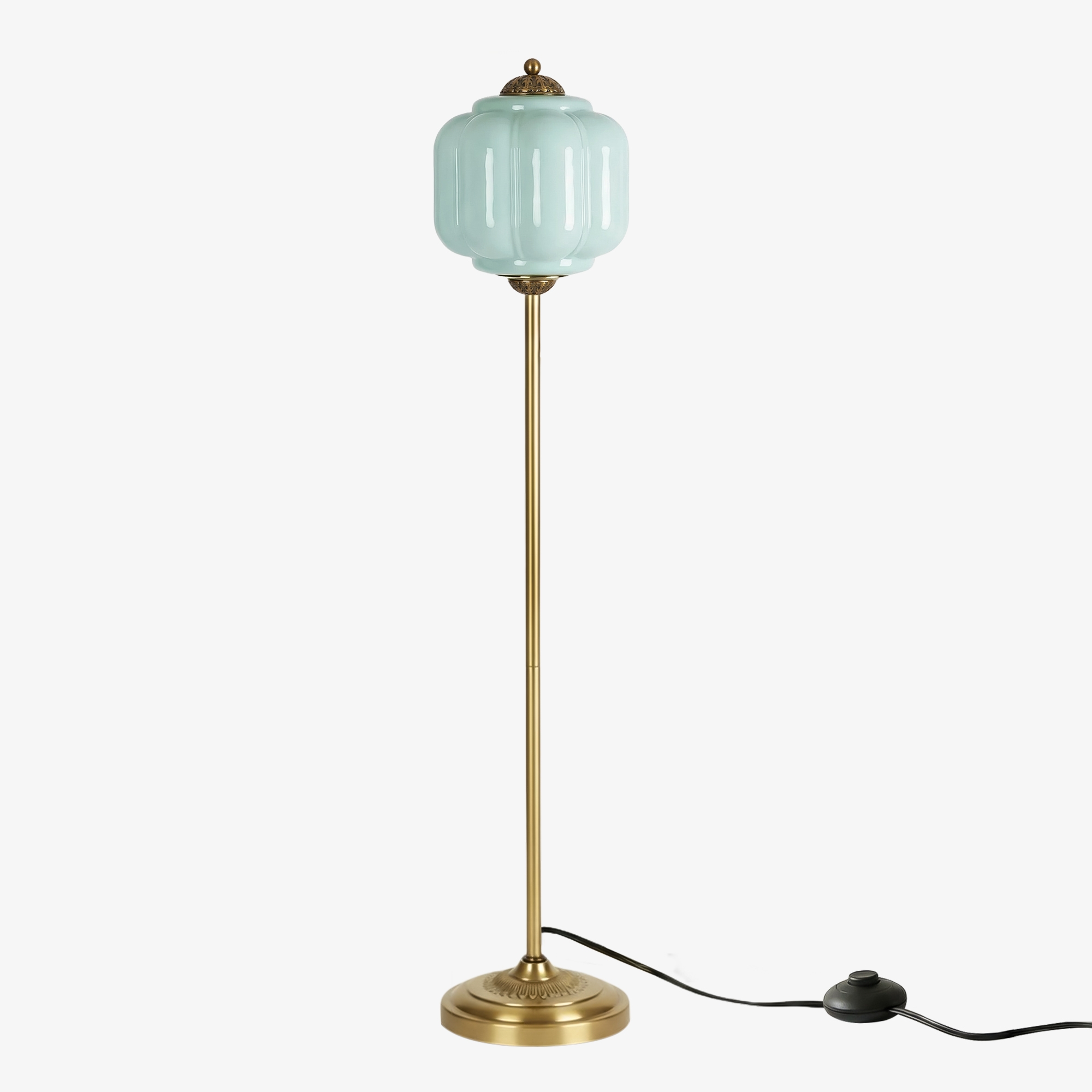 Eloise Pumpkin Glass Floor Lamp - Retro Lighting for Living Room T1169