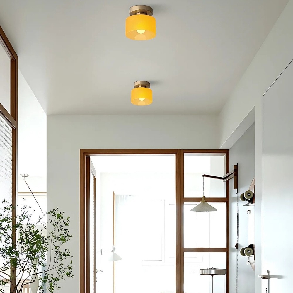 Morandi Cylinder Glass Ceiling Light – Colorful Touch For Hallway Spaces S216