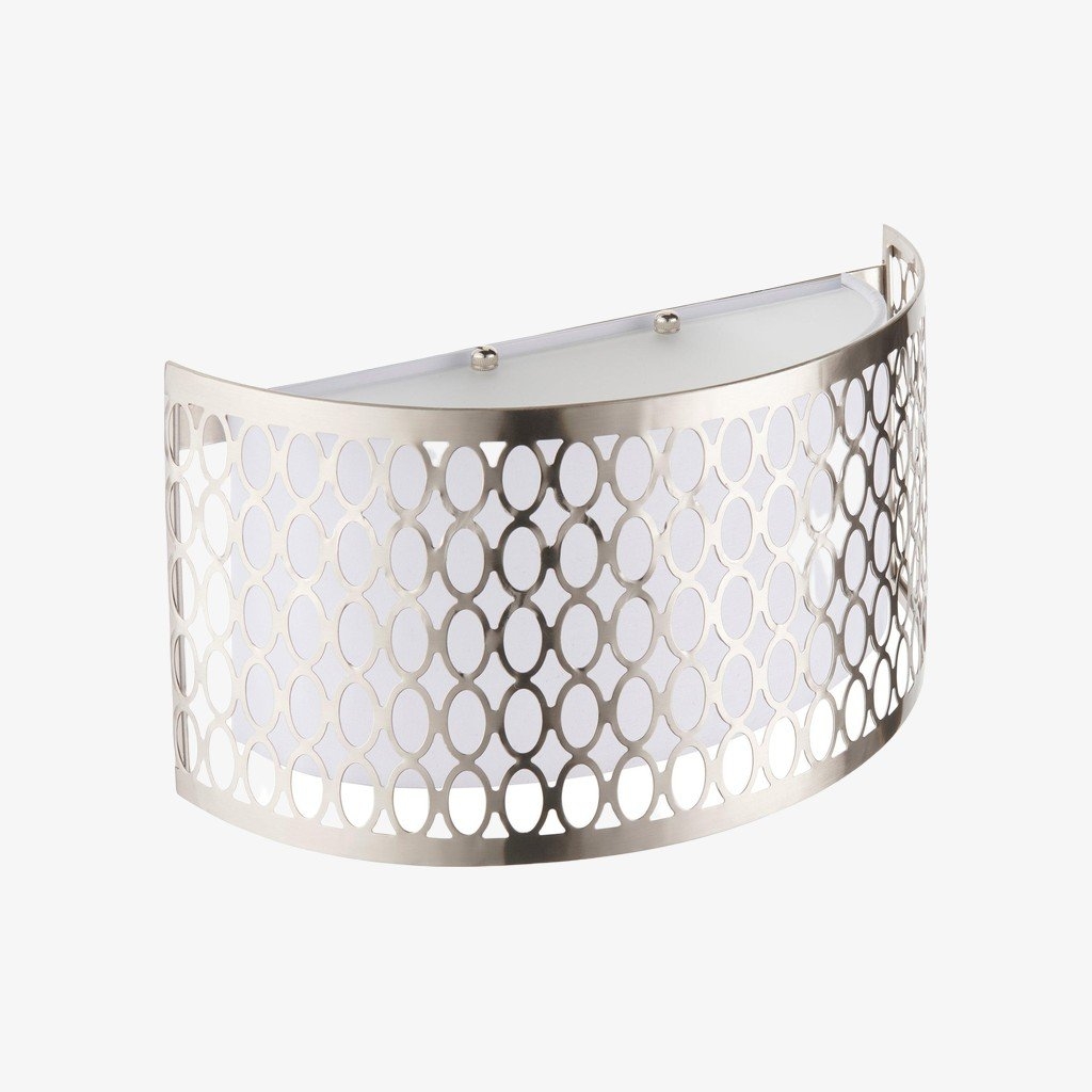 Liorin Fretwork Wall Light - Modern Curved Metal and Fabric Shade Sconce for Hallway or Bedroom T995