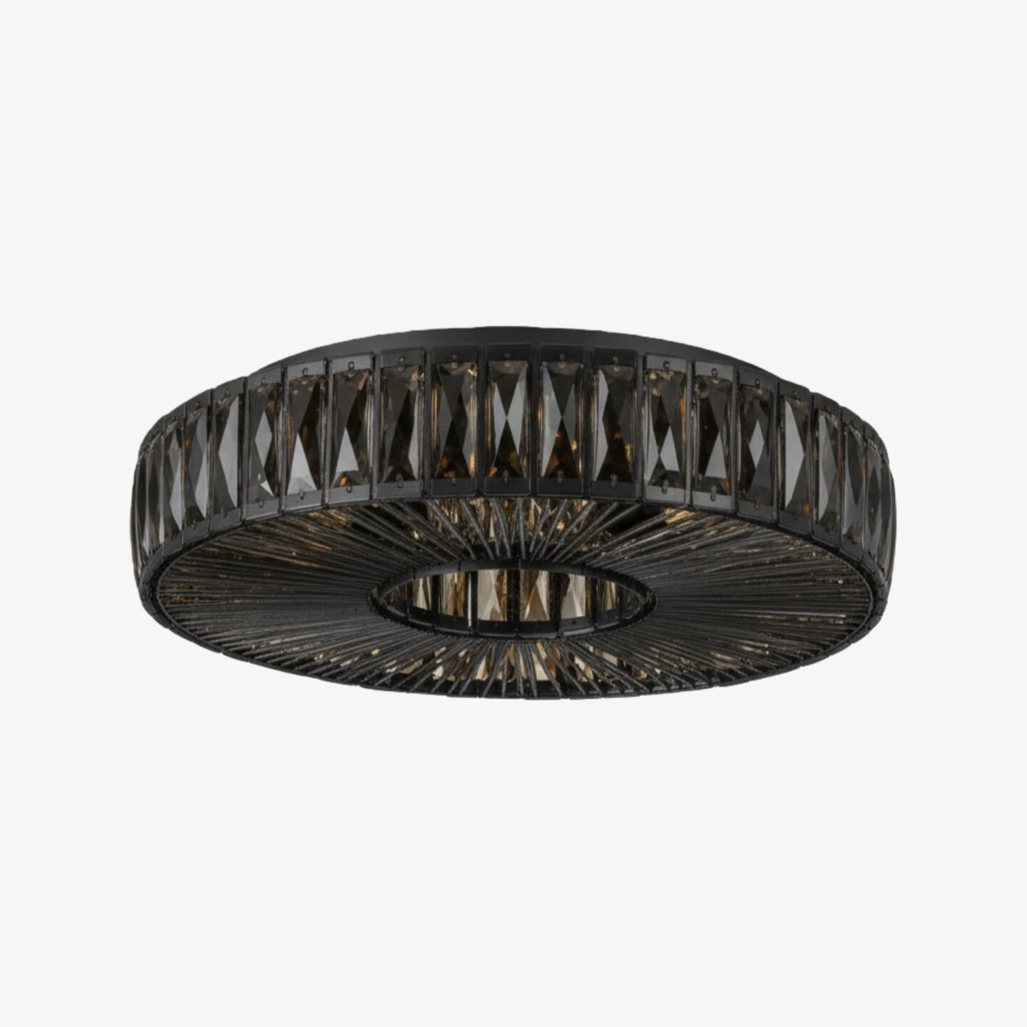 Glomar Glass Round Flush Ceiling Light - Modern Metal Glass Finish Living Areas T542