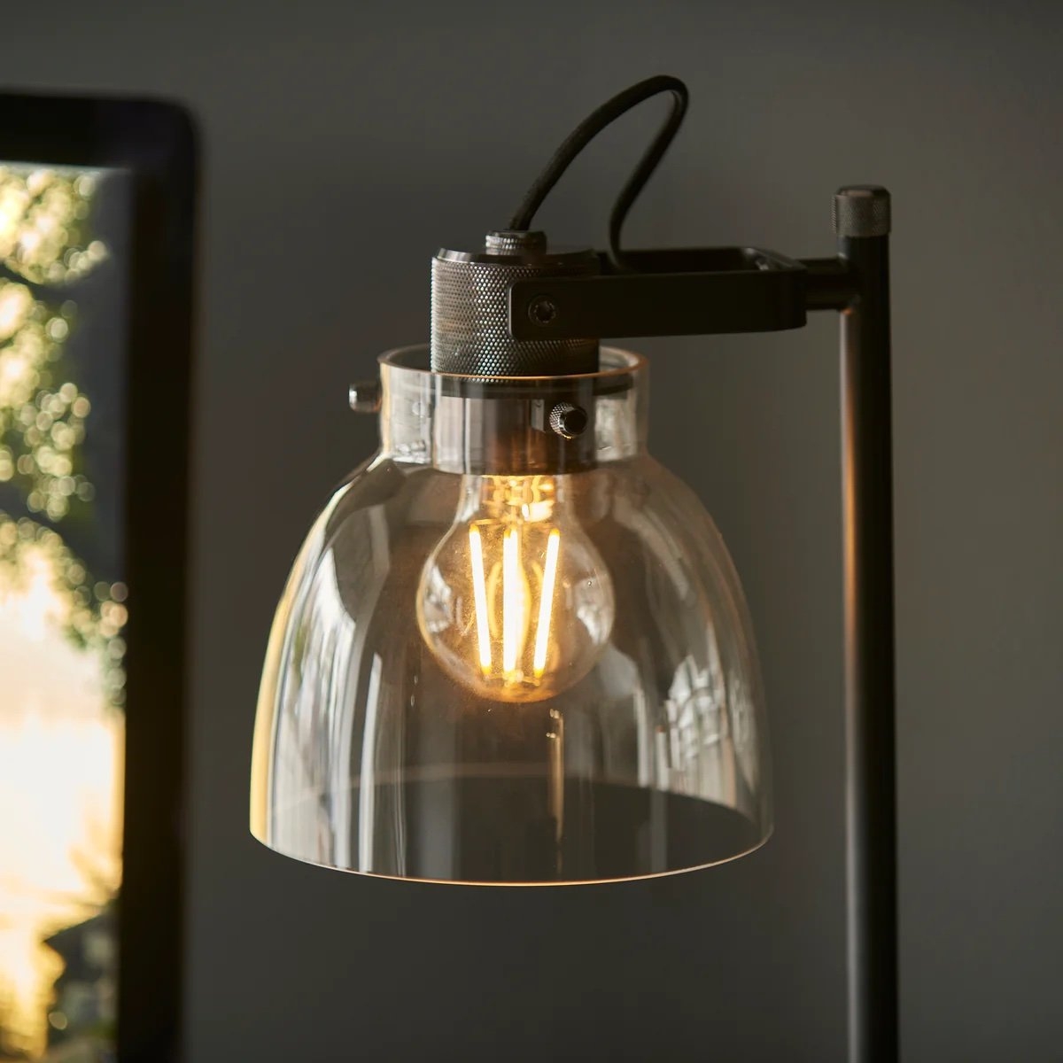 Readium Adjustable Table Lamp - Industrial Metal and Dome Glass for Bedroom and Study T871