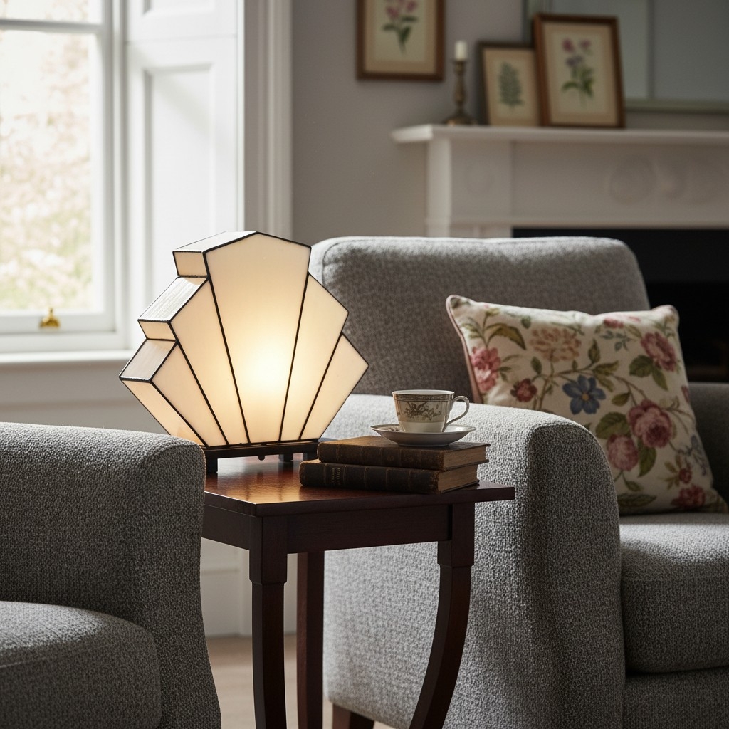 Kelsar Classic Stained Glass Table Lamp - Hand Cut Stained Glass Art Deco Table Lamp for Living Room or Bedroom T822