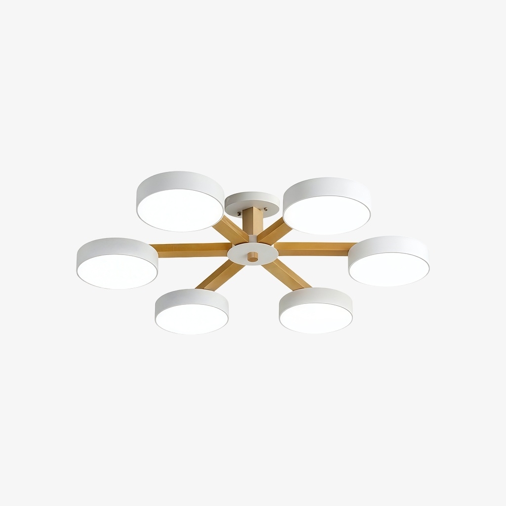 Elegant Wood Branch Ceiling Lamp - LED Disc Chandelier for Living Room or Bedroom S388
