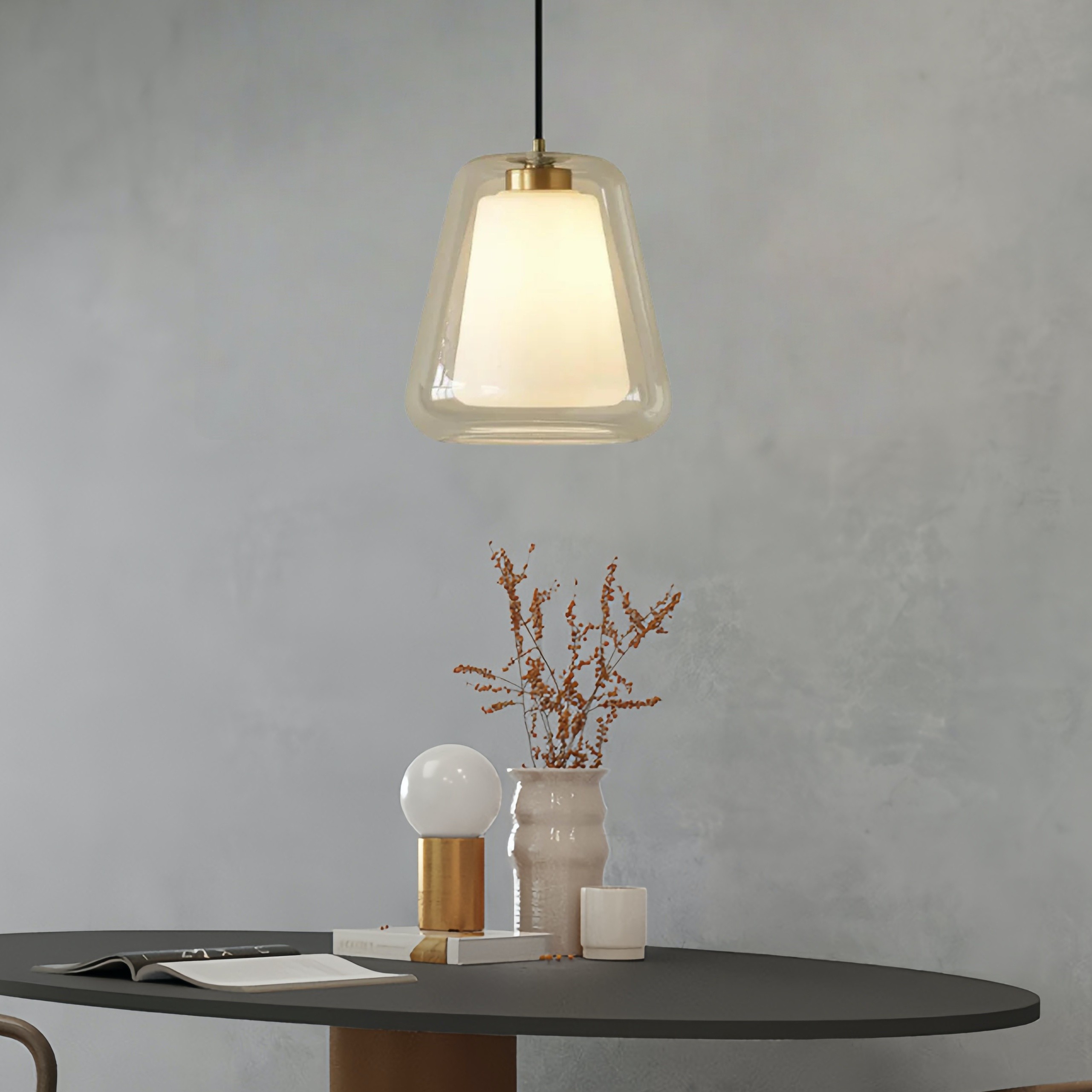 Modern Gold Pendant Light with Clear Glass Shade S221