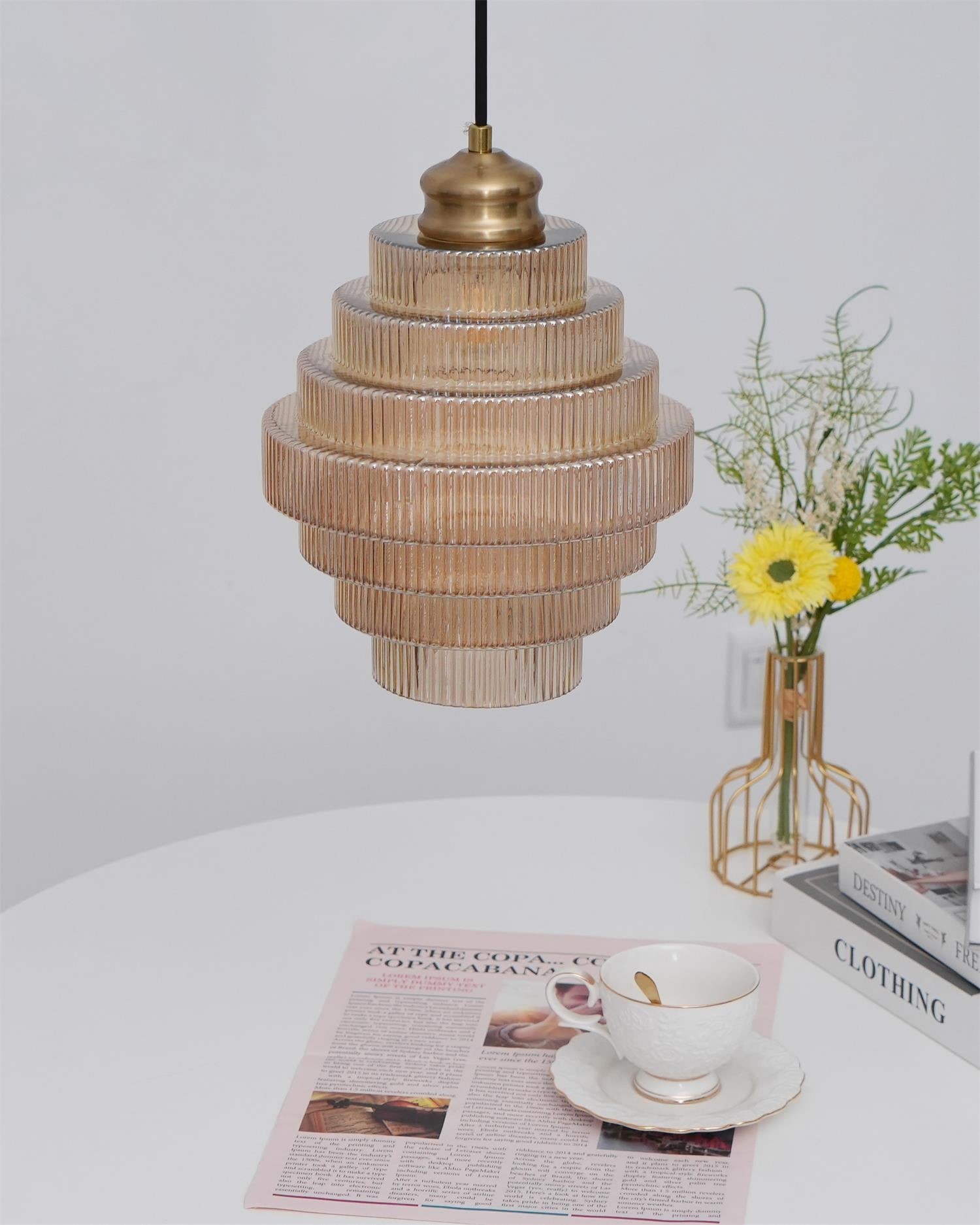 Modern Creative Pleated Design Glass Pendant Lamp M48