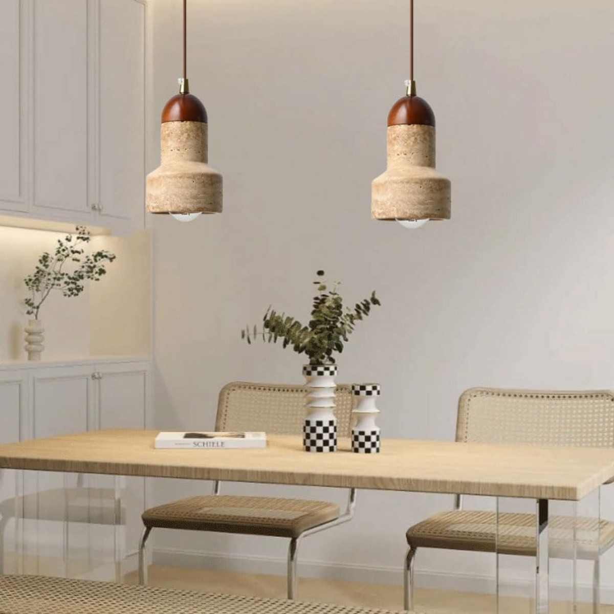 Natural Travertine Rocket - Inspired Pendant Light S275