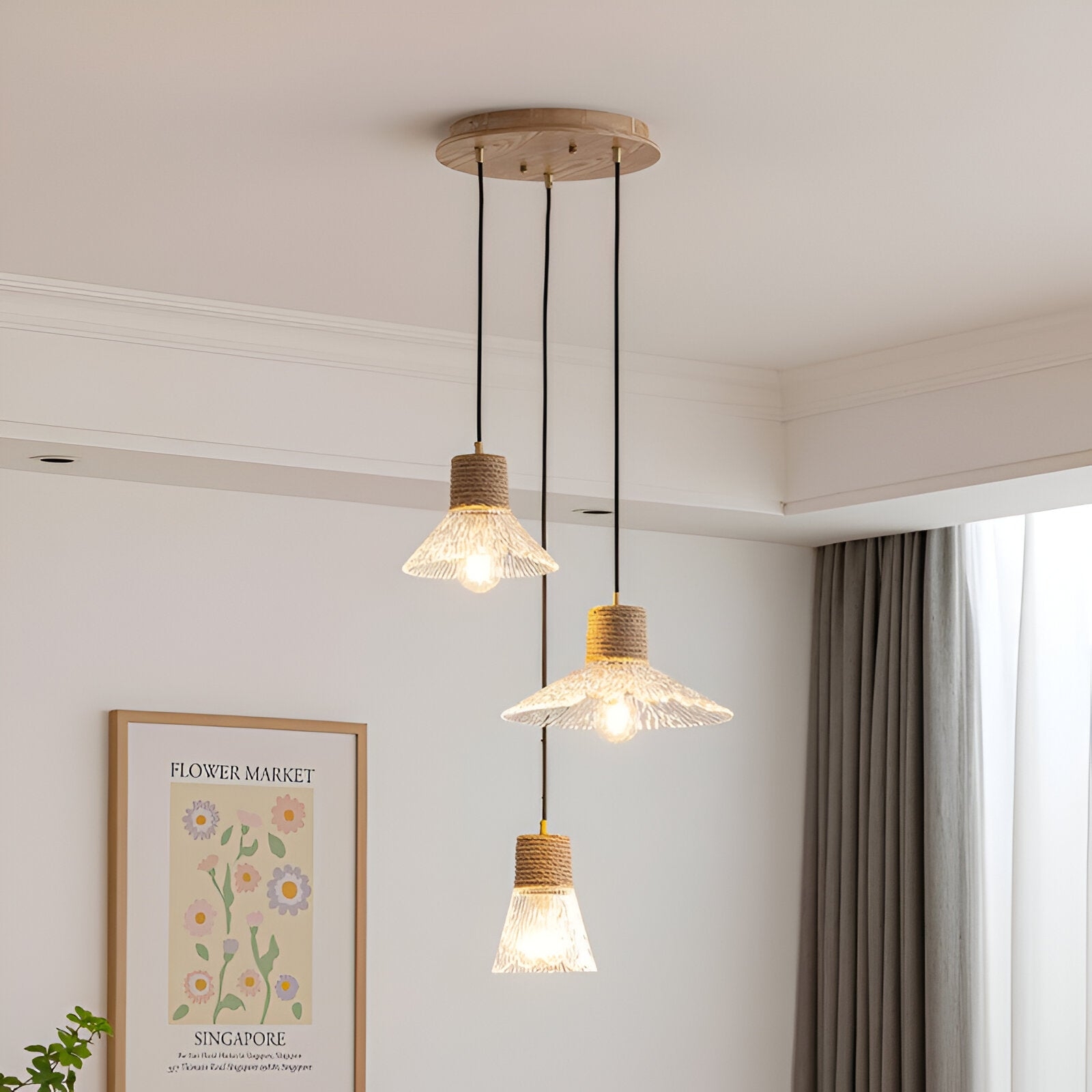 Nordic Hemp Rope Glass Pendant Light T2162
