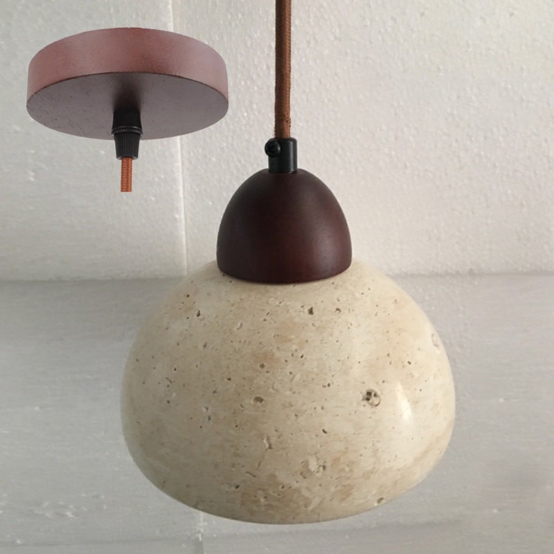 Natural Stone Wood Pendant Light - Minimalist Japanese Dining Lamp M08