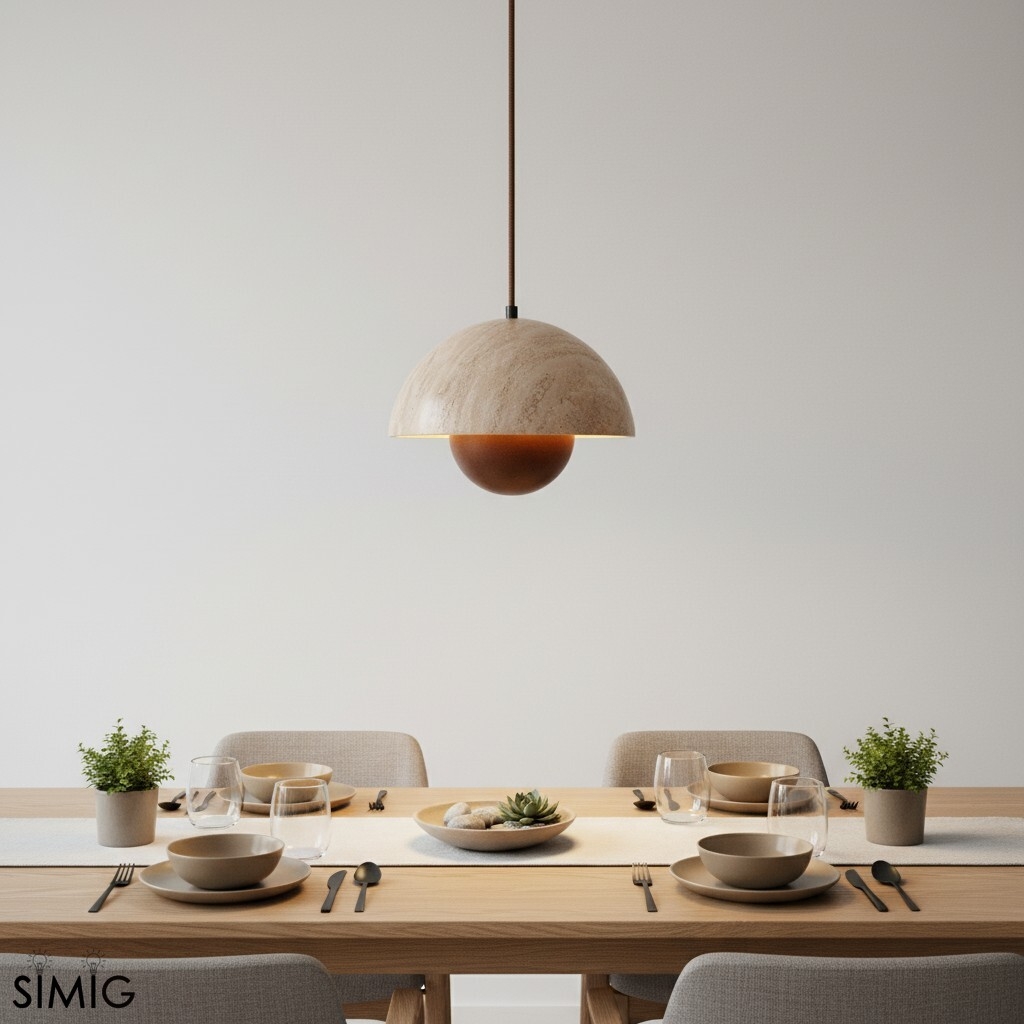 Semicircular Pendant Lamp - Modern Travertine Living Room G70