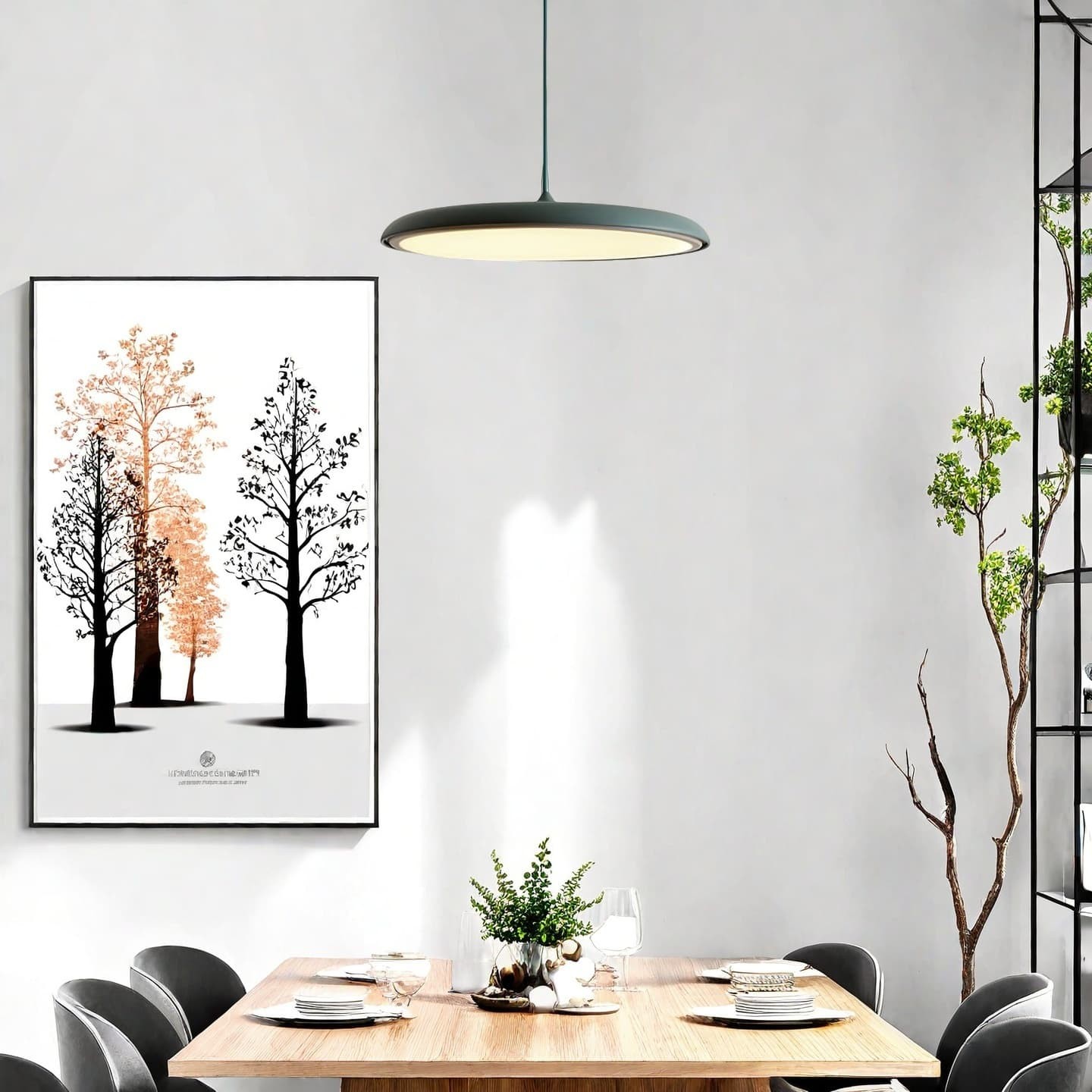 Modern Metal Saucer Pendant Light – Slim Design with LED Lighting M45