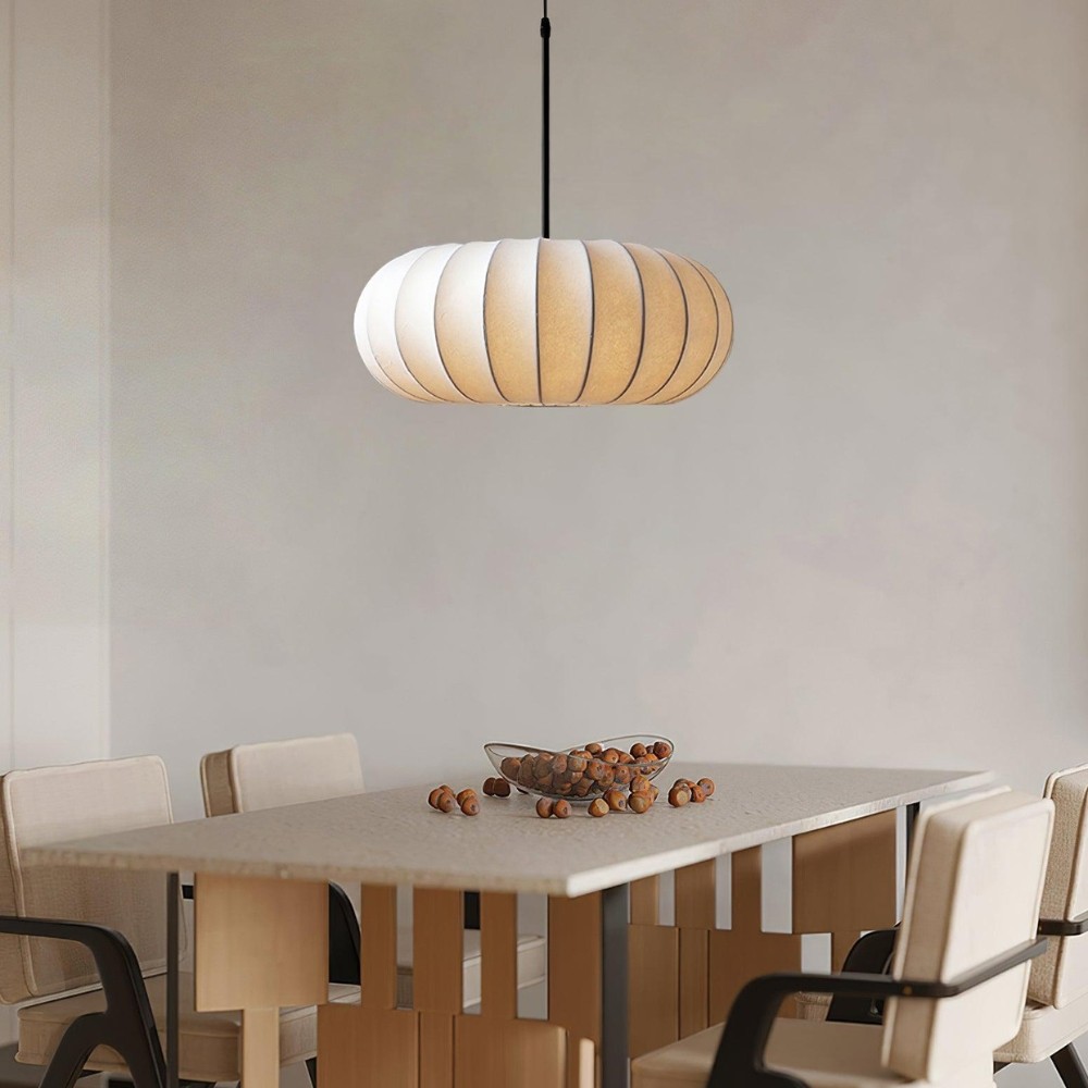 Simple Wabi-sabi White Lantern Fabric Pendant Lamp M06