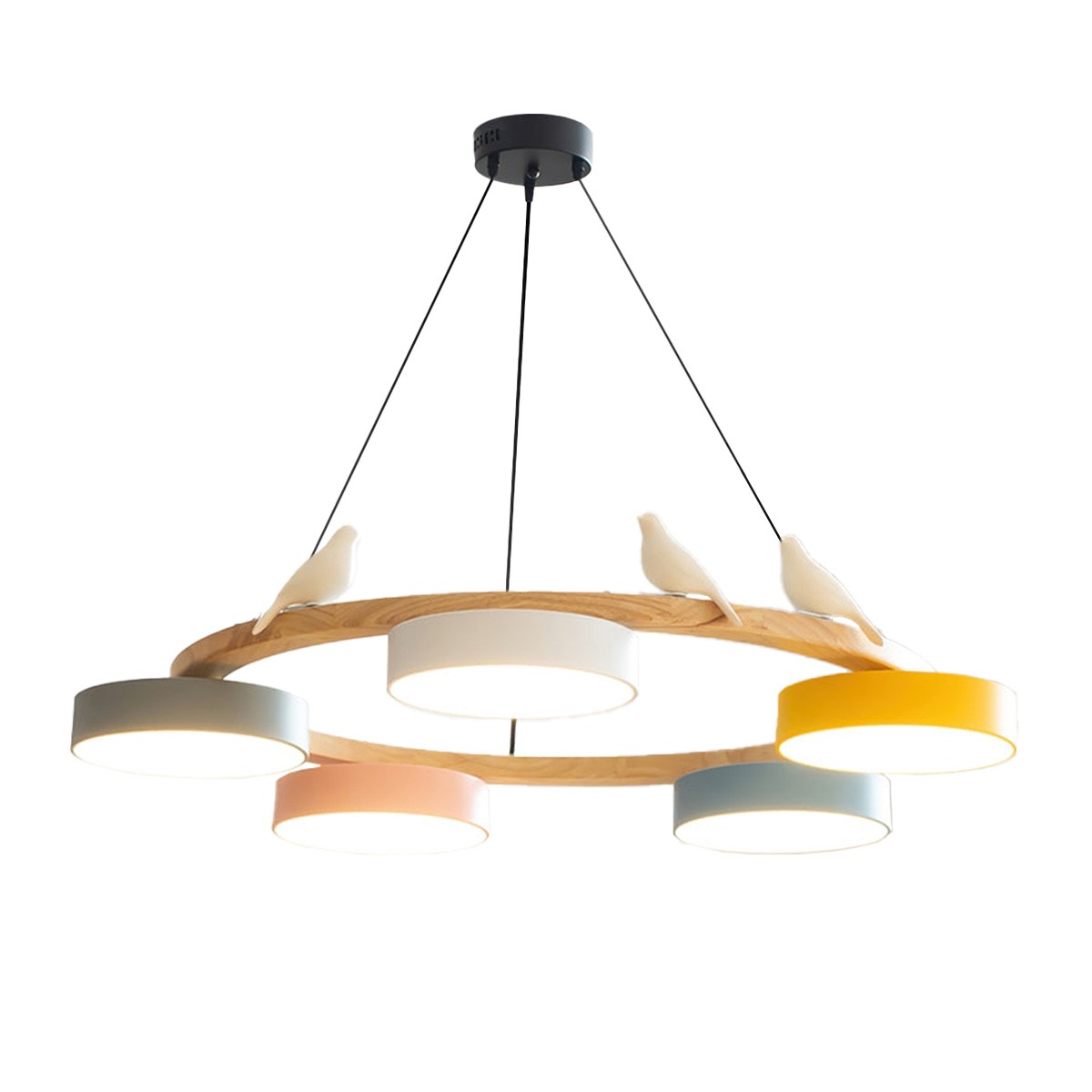 Nordic Wooden Bird Creative Round Chandelier S206