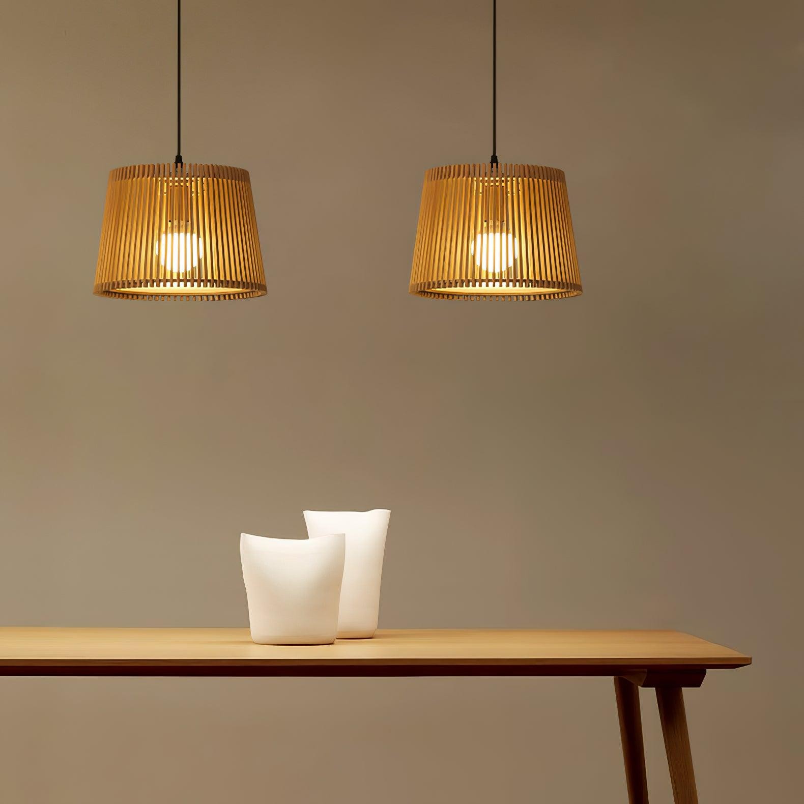 Wooden Log Color Cage Pendant Light M319
