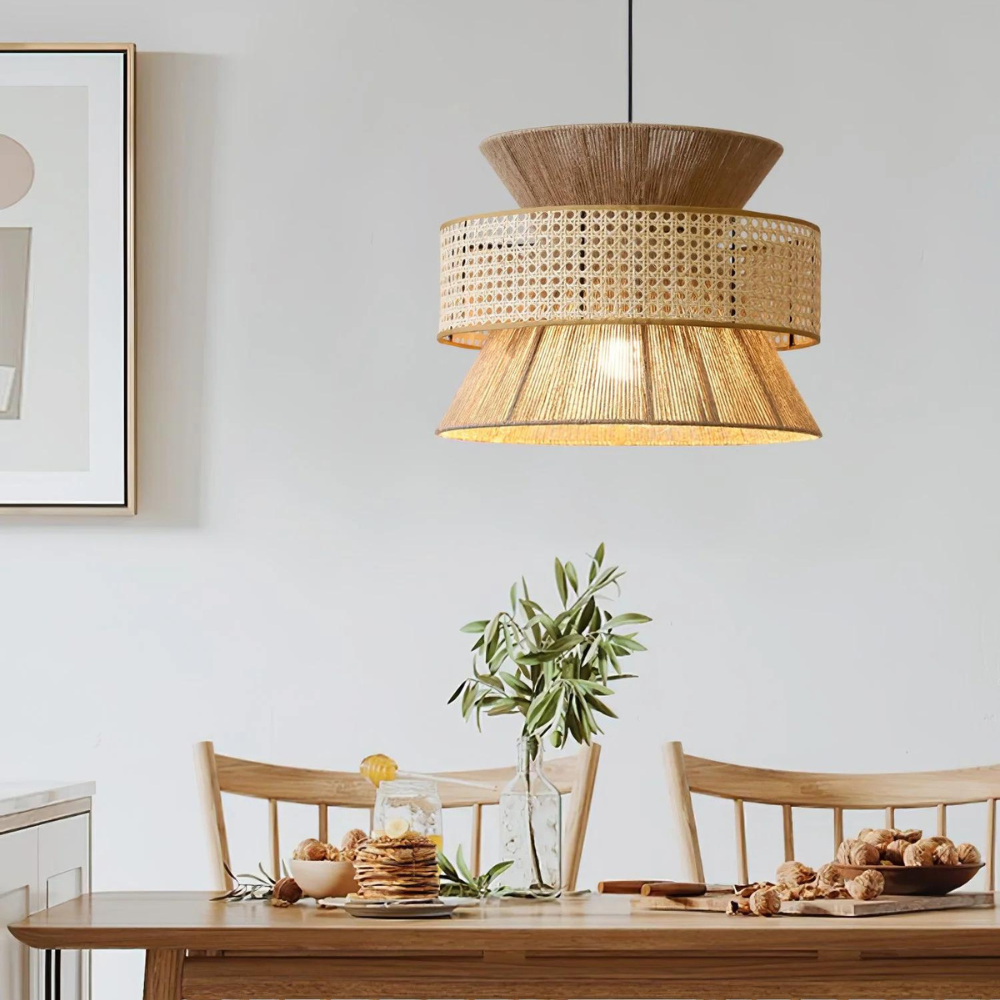 Handwoven Hemp Rope Rattan Veil Pendant Light T2037