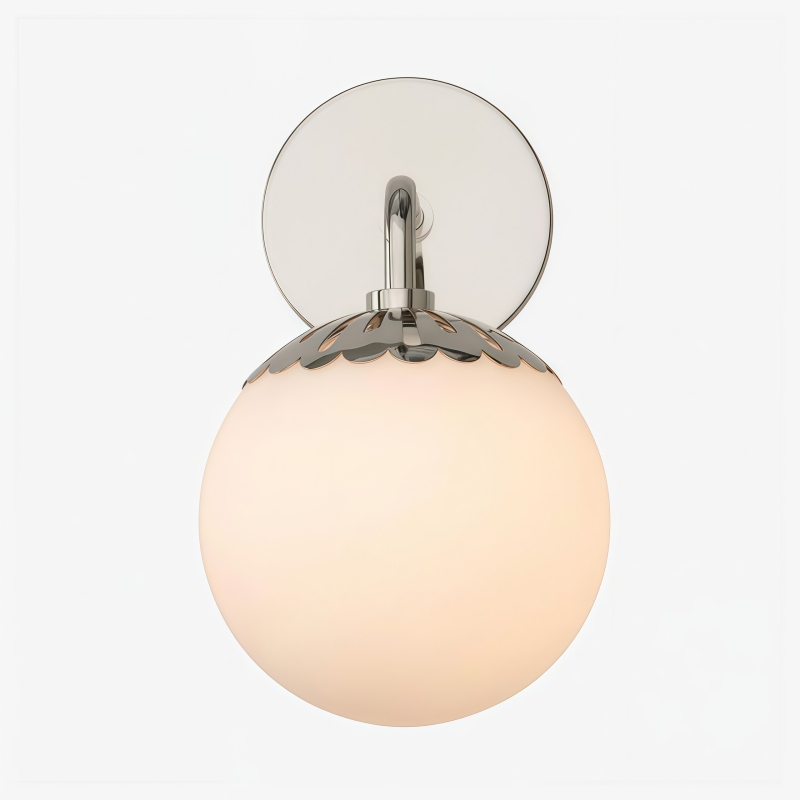 Vinbrea Glass Globe Wall Lamp - Minimal Curved Arm Light for Living Room T1209