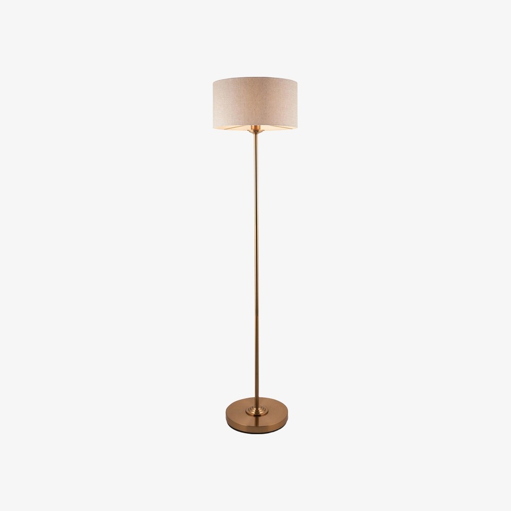 Tela Drum Shade Floor Lamp - Contemporary Fabric Standing Lamp for Home Office T1040