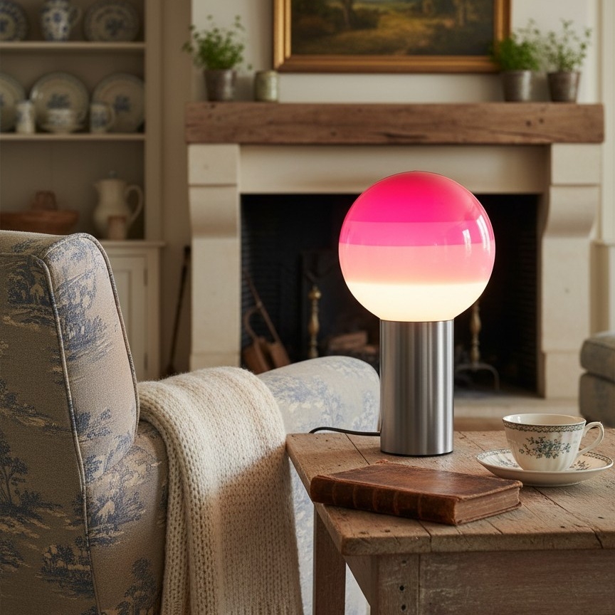 Tintelle Pink Glass Sphere Table Lamp - Contemporary Interior Style T532
