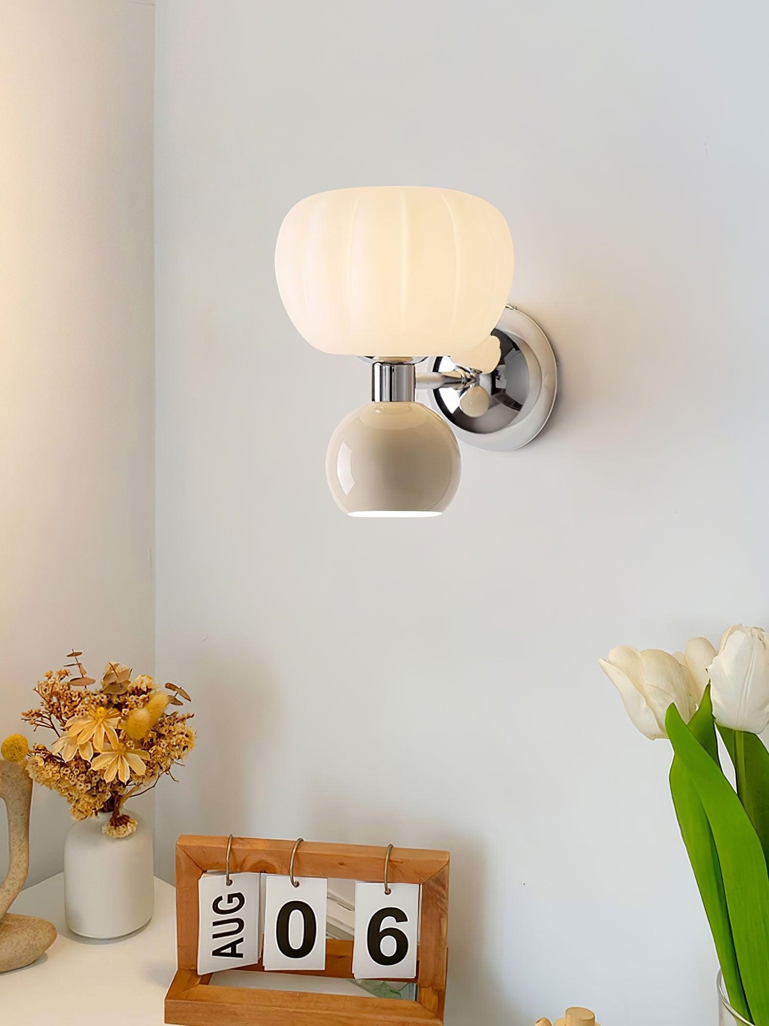 Cream Style Bedroom Bedside Pumpkin Wall Sconce M437