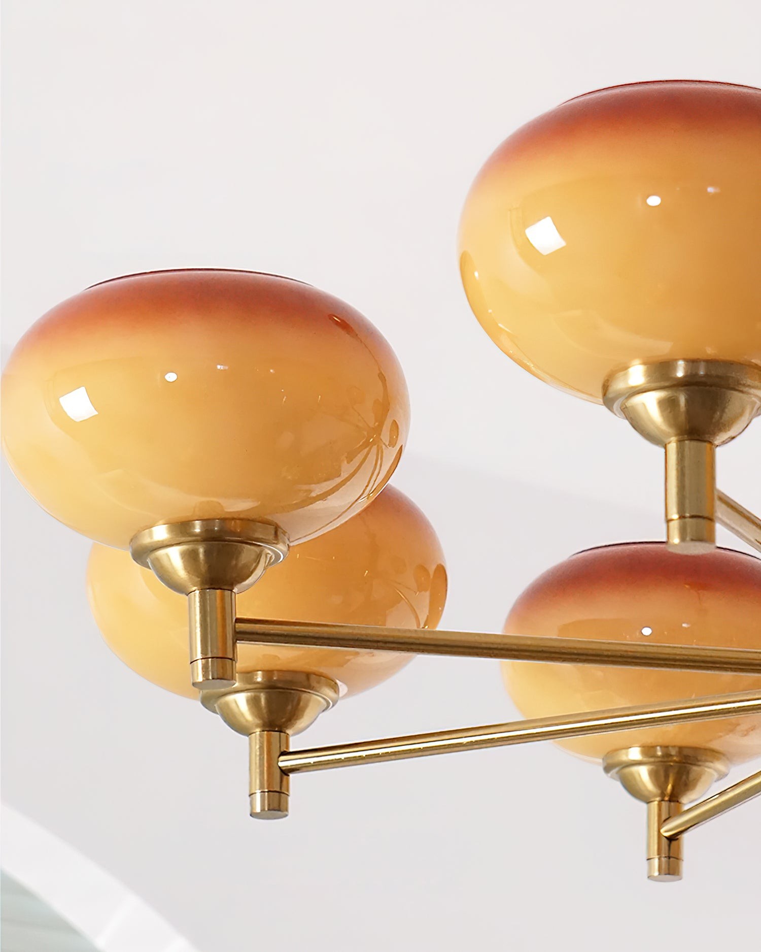 Vintage Mid Century Persimmon Glass Chandelier M205
