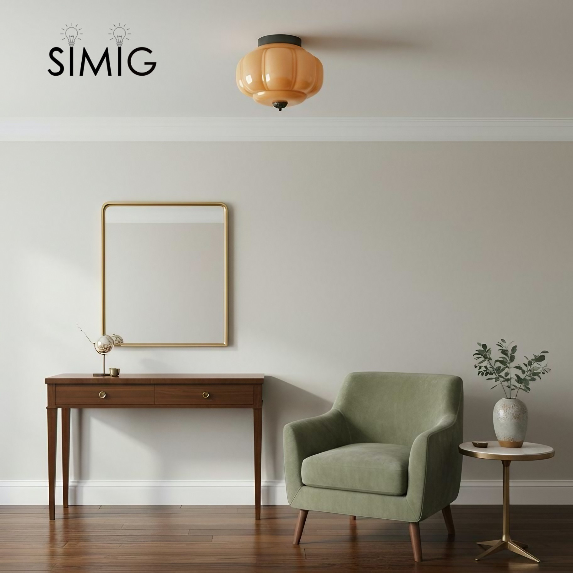 Eloise Ceiling Light - Elegant Retro Brass Ceiling Light for Living Room G55