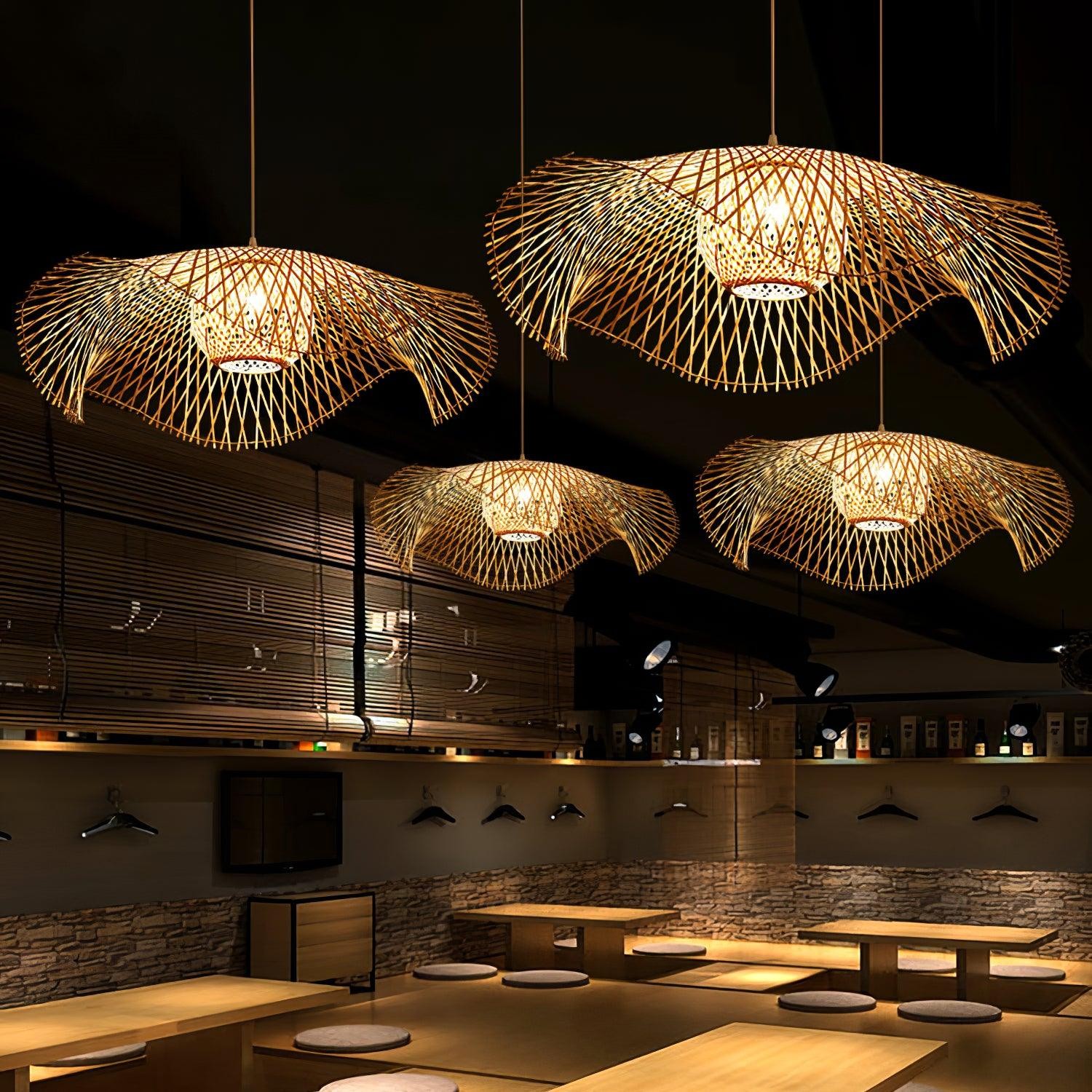 Bamboo Lotus Leaf Pendant Lamp P004