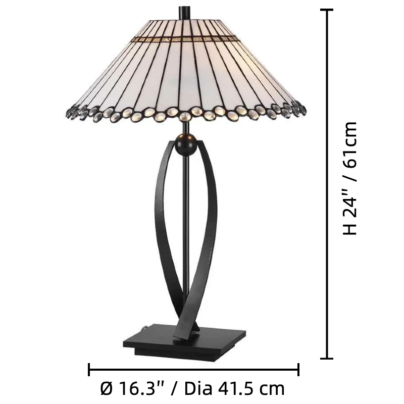 TF Allanton Tapered Table Lamp - Vintage Geometric Glass for Bedside and Study T854