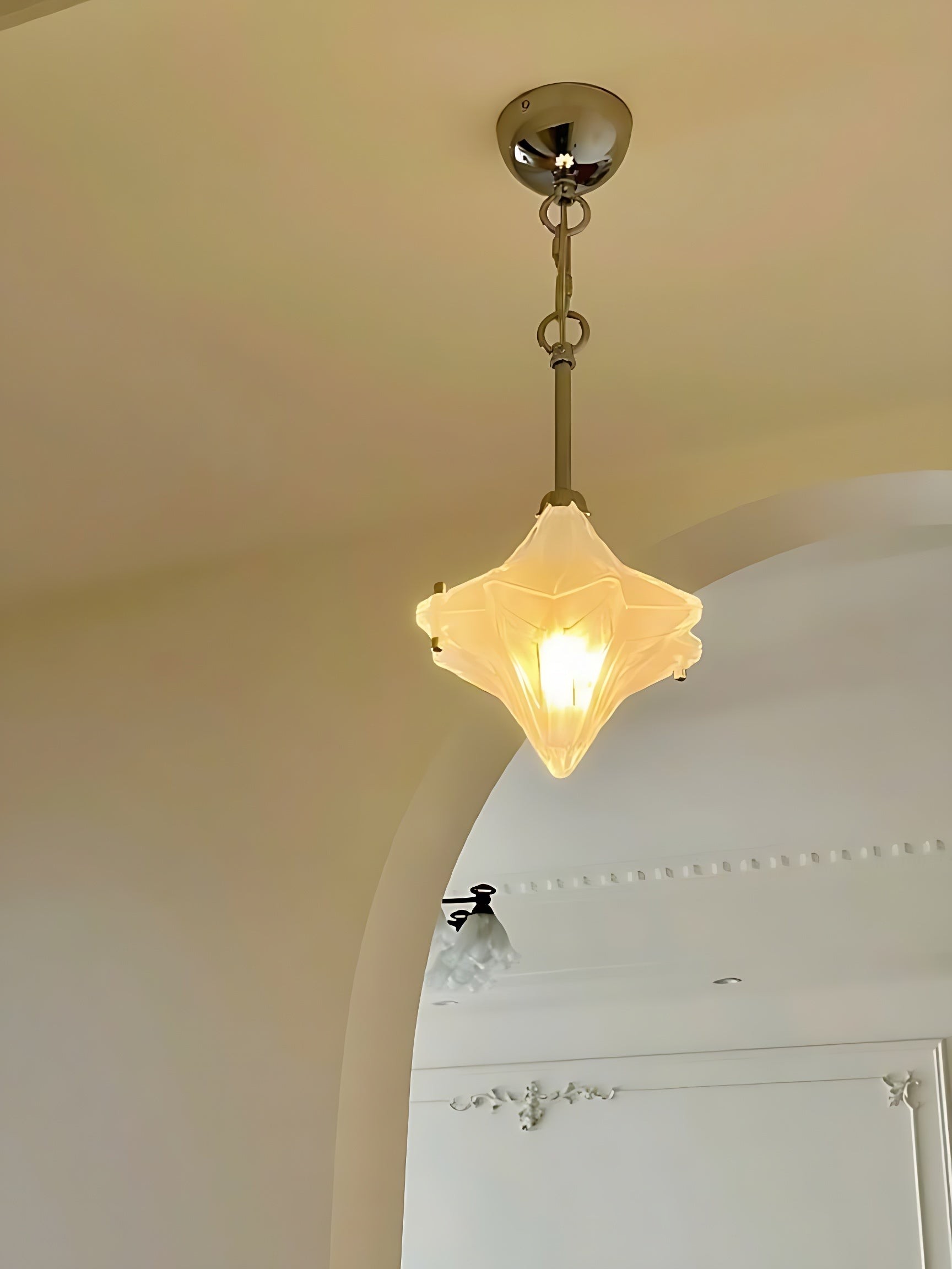 Art Deco Astris Elara Star Pendant Light - Frosted Glass Pendant with Geometric Style T434