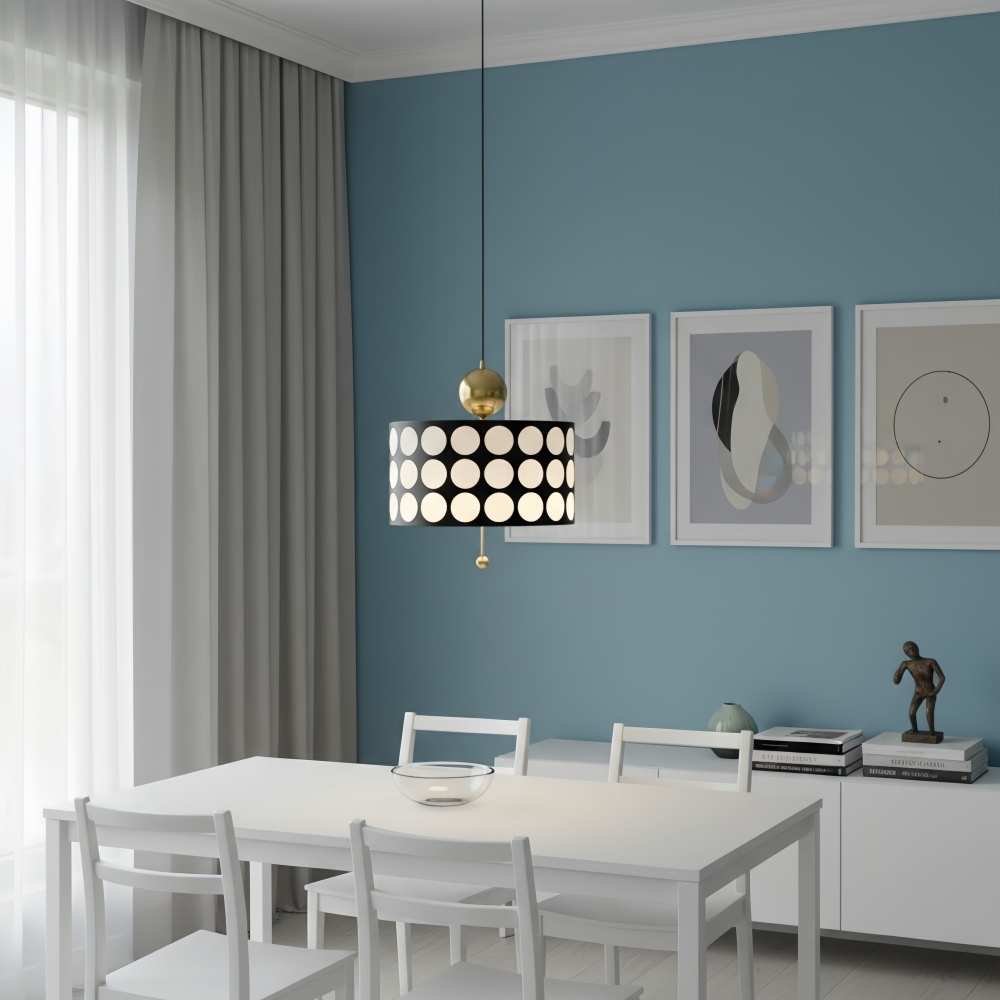 Dotrelia Geometric Lattice Pendant Lamp - Modern Leather Shade for Dining Room T1175