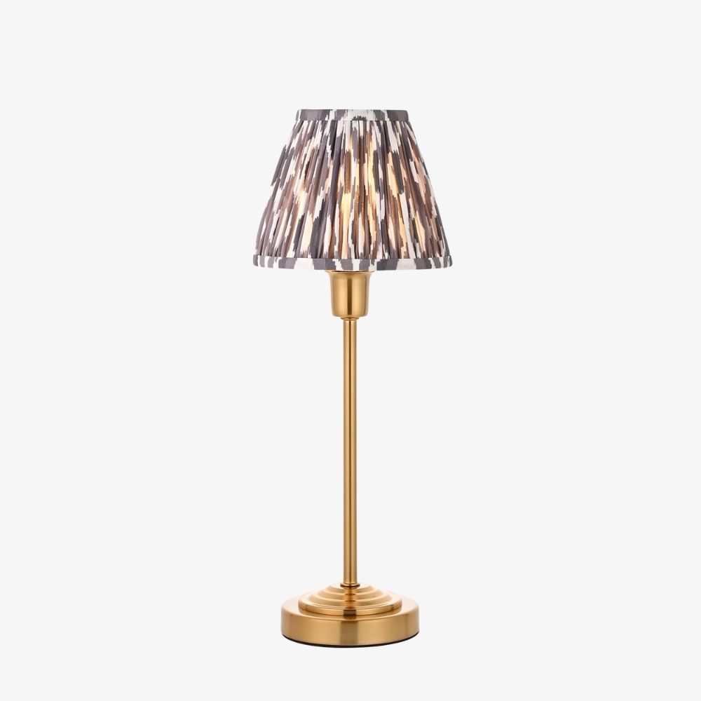 Bronzuno Patterned Fabric Table Lamp - Brass or Bronze Finish Modern-Bohemian Bedside & Living Space Light T957