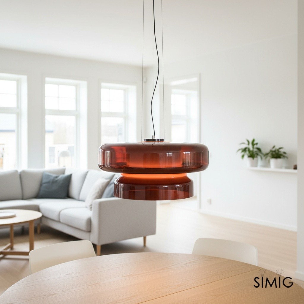 Minimalist Pendant Light - Bohemian Glass and Metal for Dining Room M388