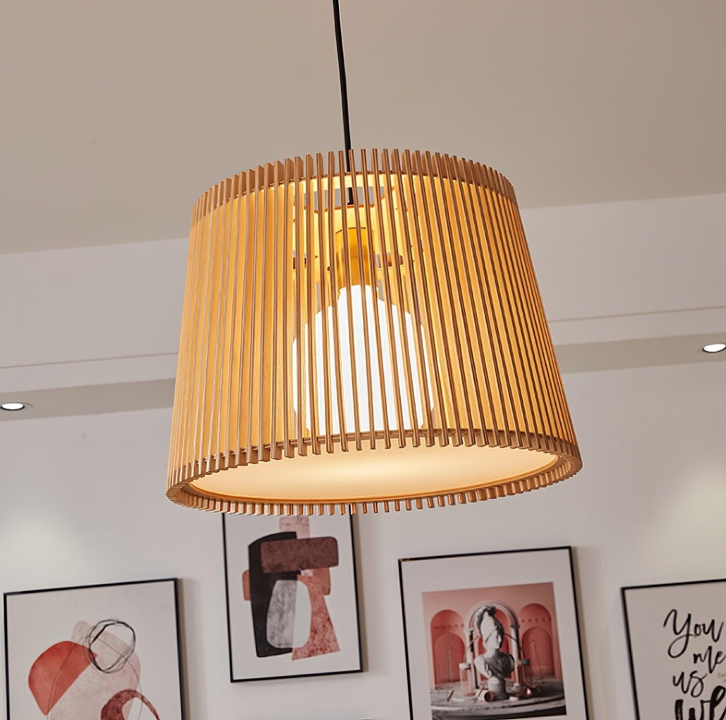 Wooden Log Color Cage Pendant Light M319