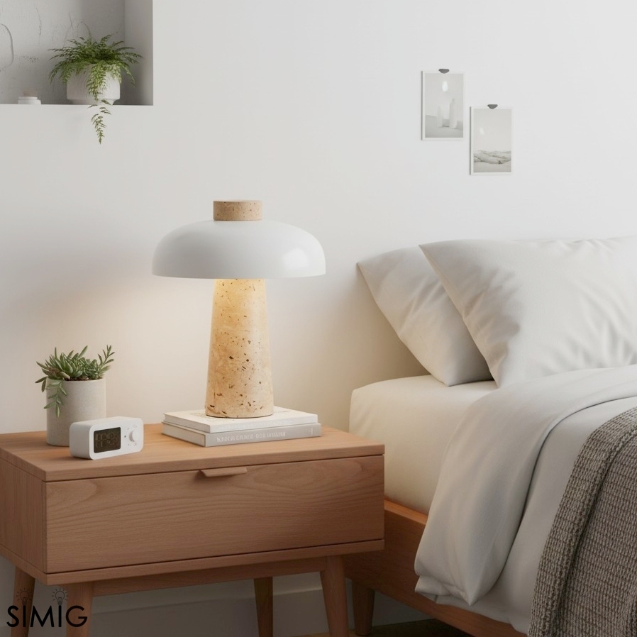 Mushroom Table Lamp - Modern Travertine for Bedroom M503