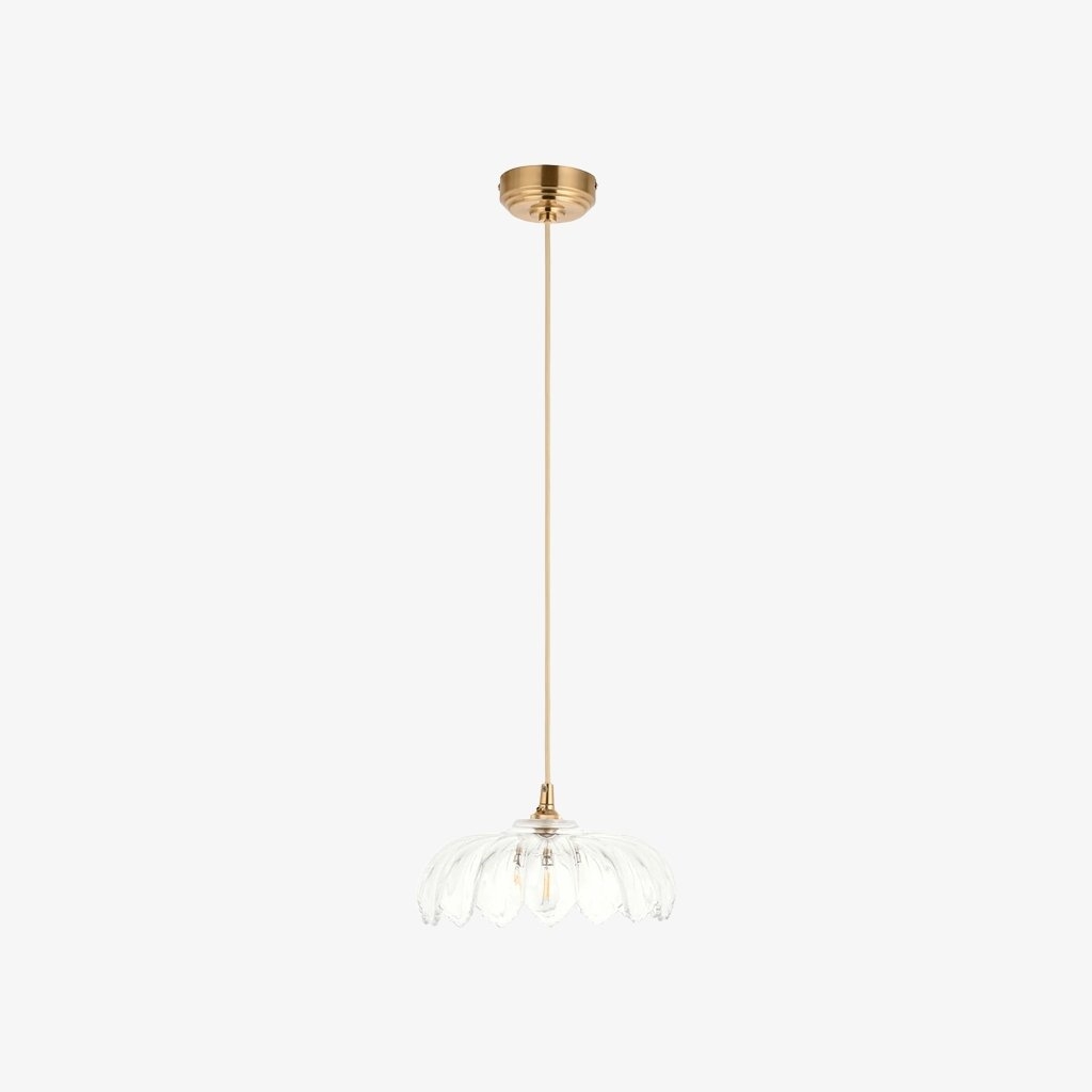 Floriaxis Floral Glass Pendant Light - Floral Glass Shade with Braided Cable for Kitchen or Dining T960