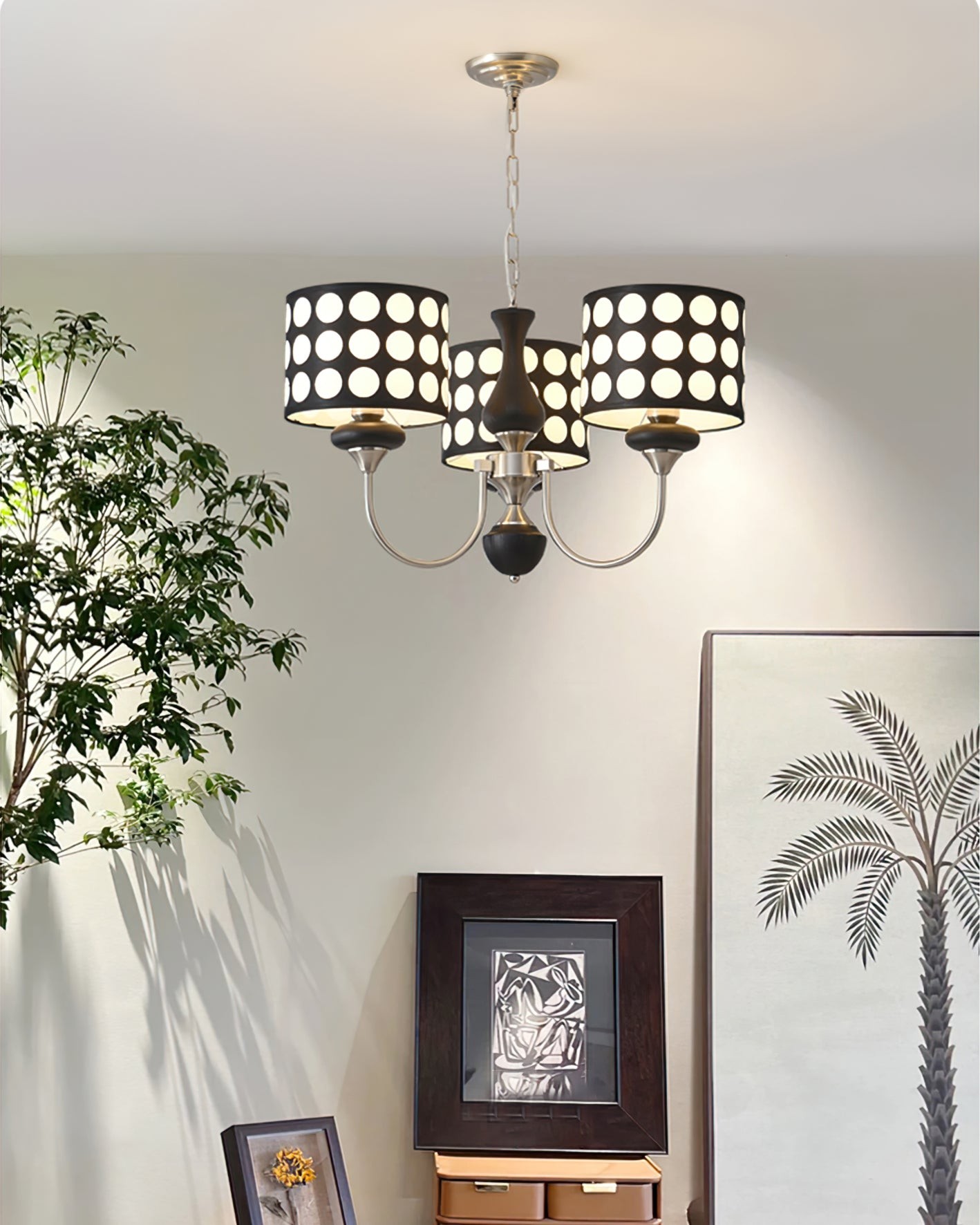 Geometry Black Polka Dots Fabric Chandelier S364