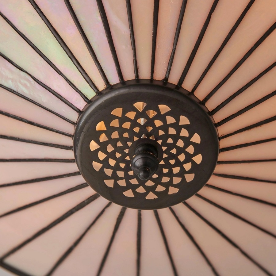TF Fargo Geometric Flush Mount Light - Handcrafted Art Deco Stained Glass Lamp for Entryway T1010