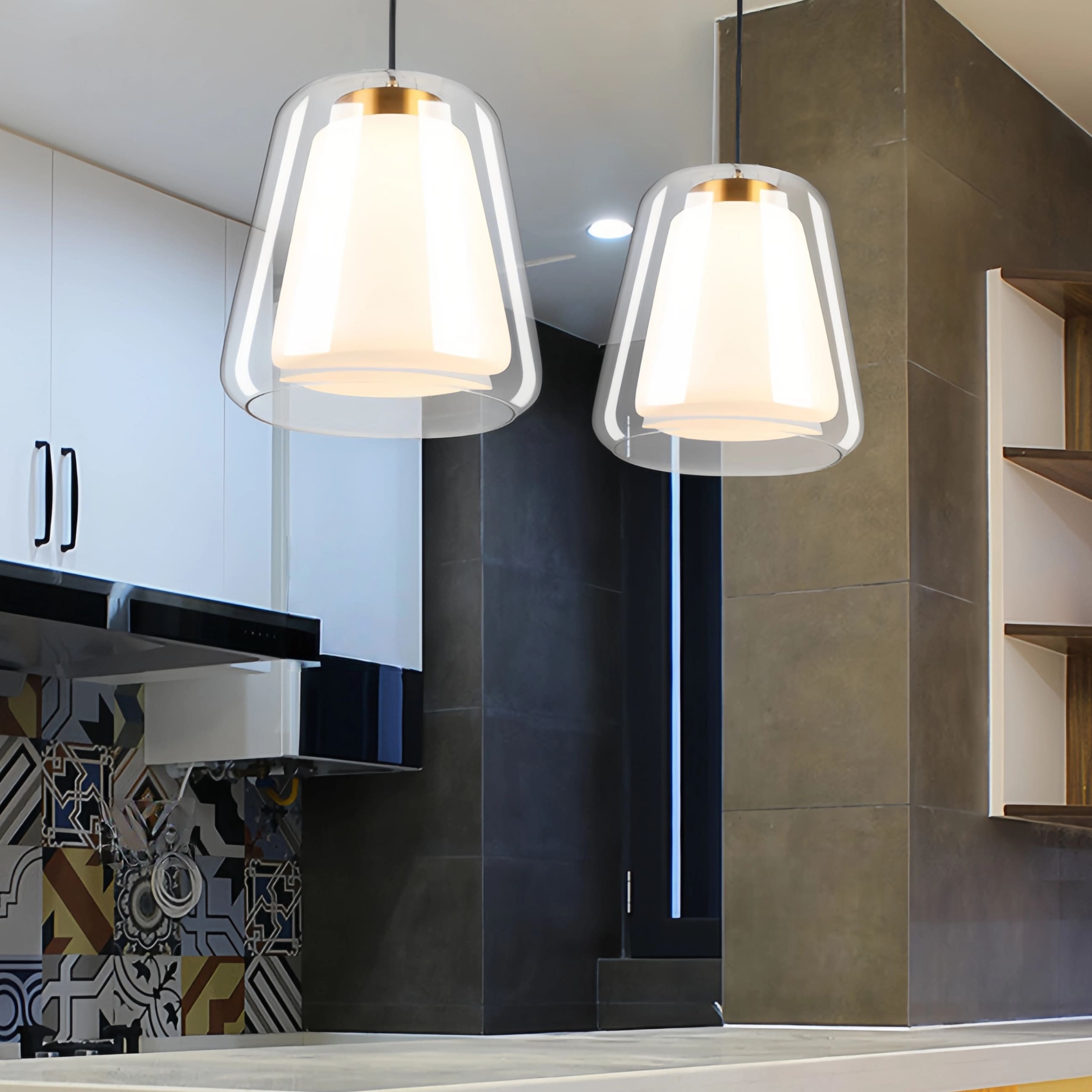 Modern Gold Pendant Light with Clear Glass Shade S221