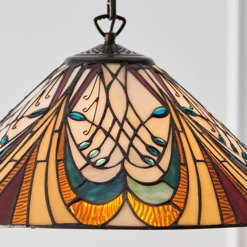 TF Hector Pendant Light - Art Nouveau Stained Glass Decorative Light for Dining or Living Room T1029