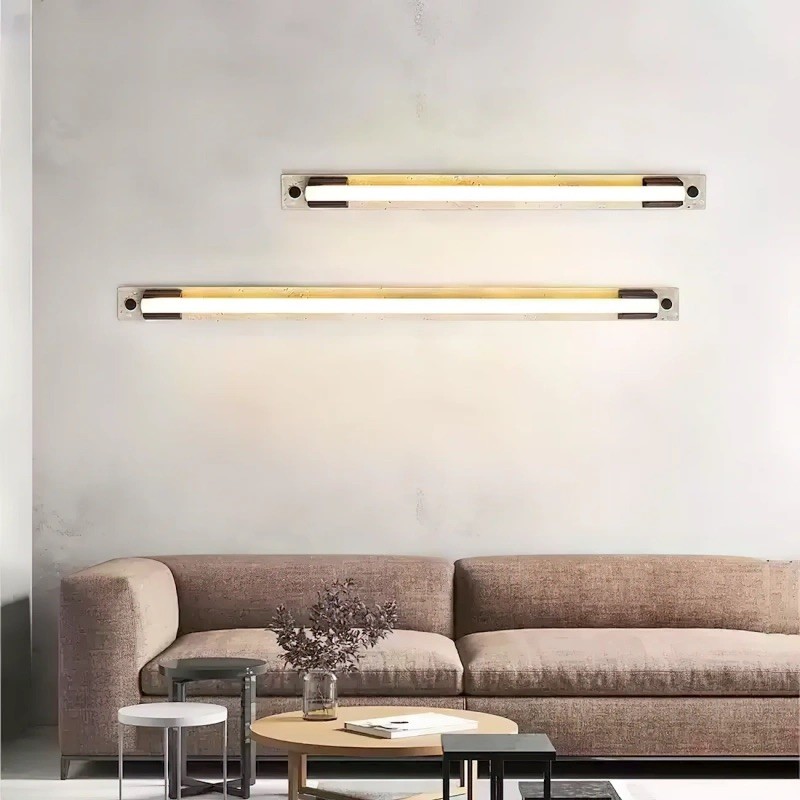 Travertine Wall Lamp - Brass Finish with Soft Ambient Glow S327
