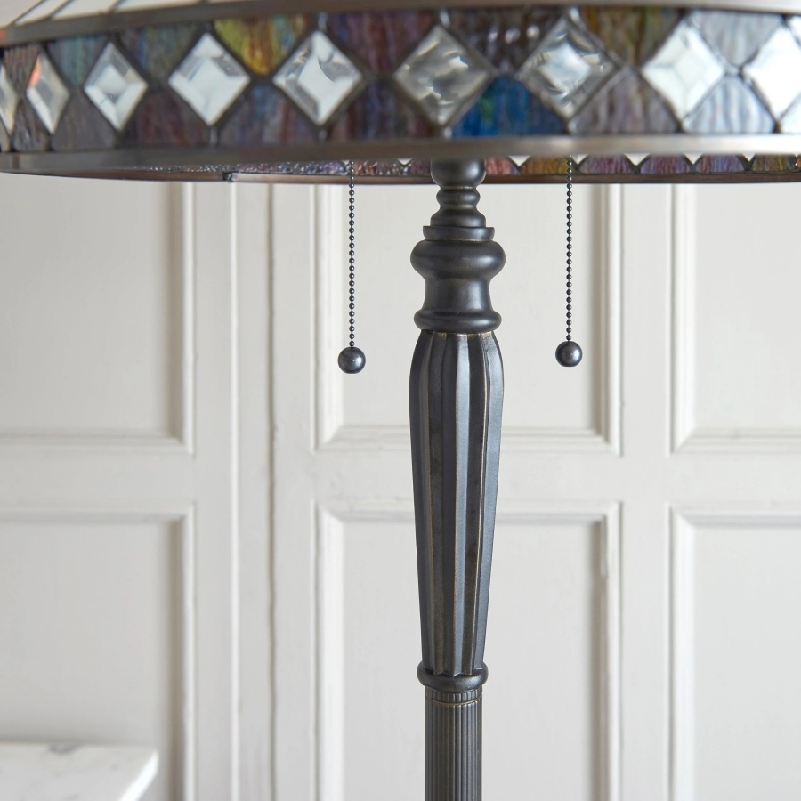 TF Fargo Geometric Glass Tiffany Lamp - Art Deco Table or Floor Light T643