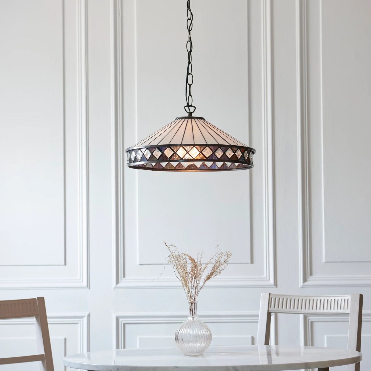 TF Fargo Pendant Light - Tiffany Style Lighting with an Art Deco Shade and Adjustable Chain T970
