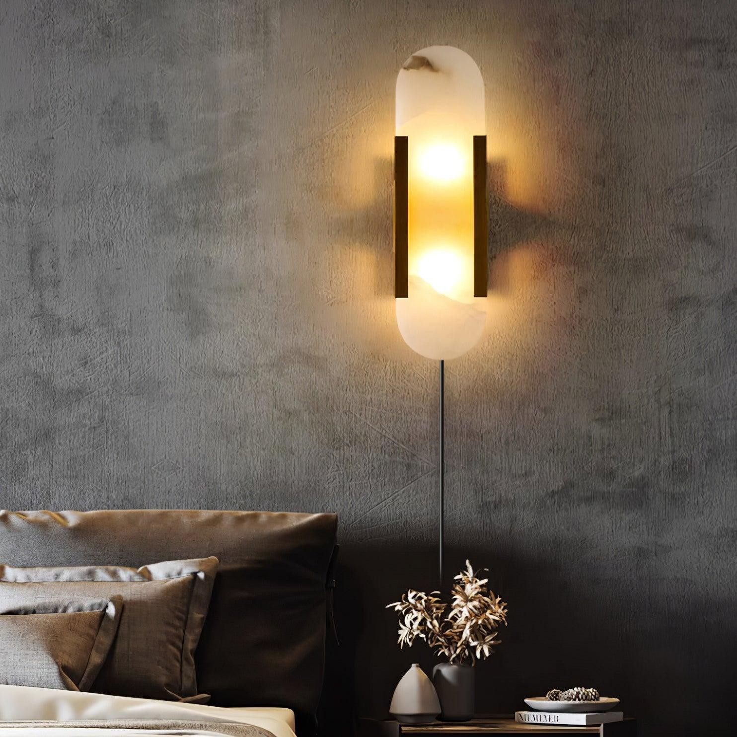 Alabaster Elongated Plug In Wall Lamp M135