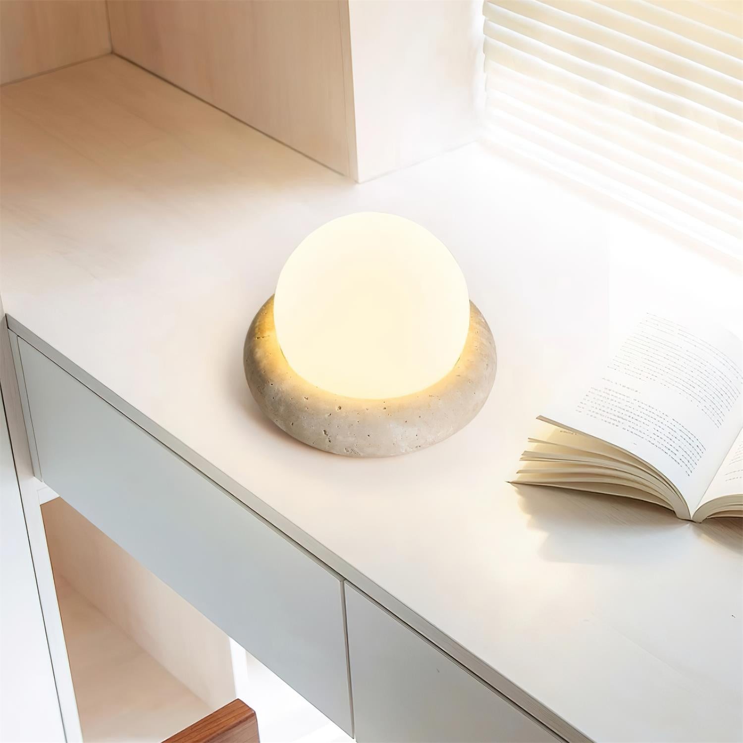 Modern Travertine Cute Mini Orb Table Lamp G40