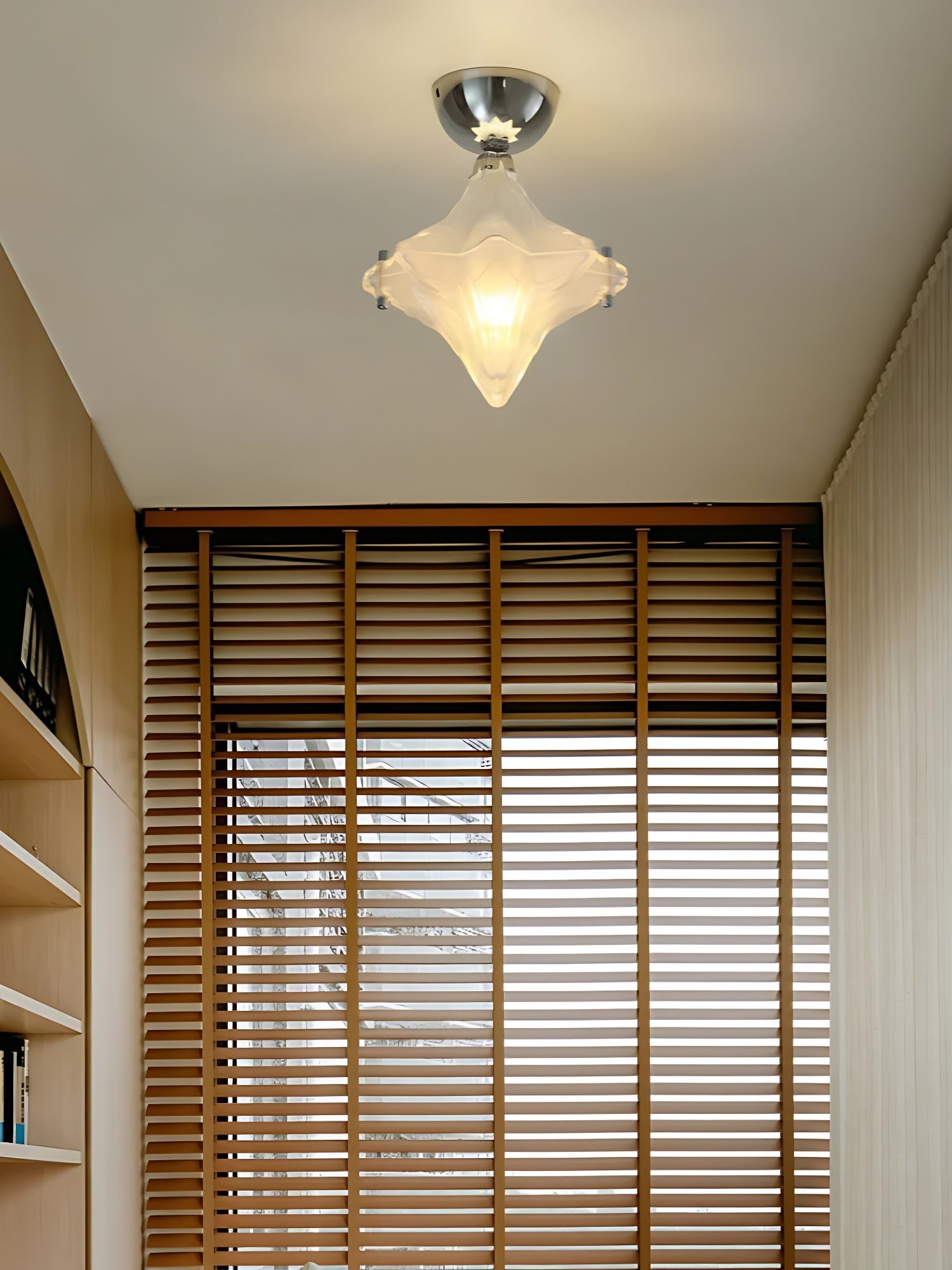 Art Deco Star Ceiling Lamp - Frosted Glass Fixture for Hallway & Entryway - Astris Ceres T435