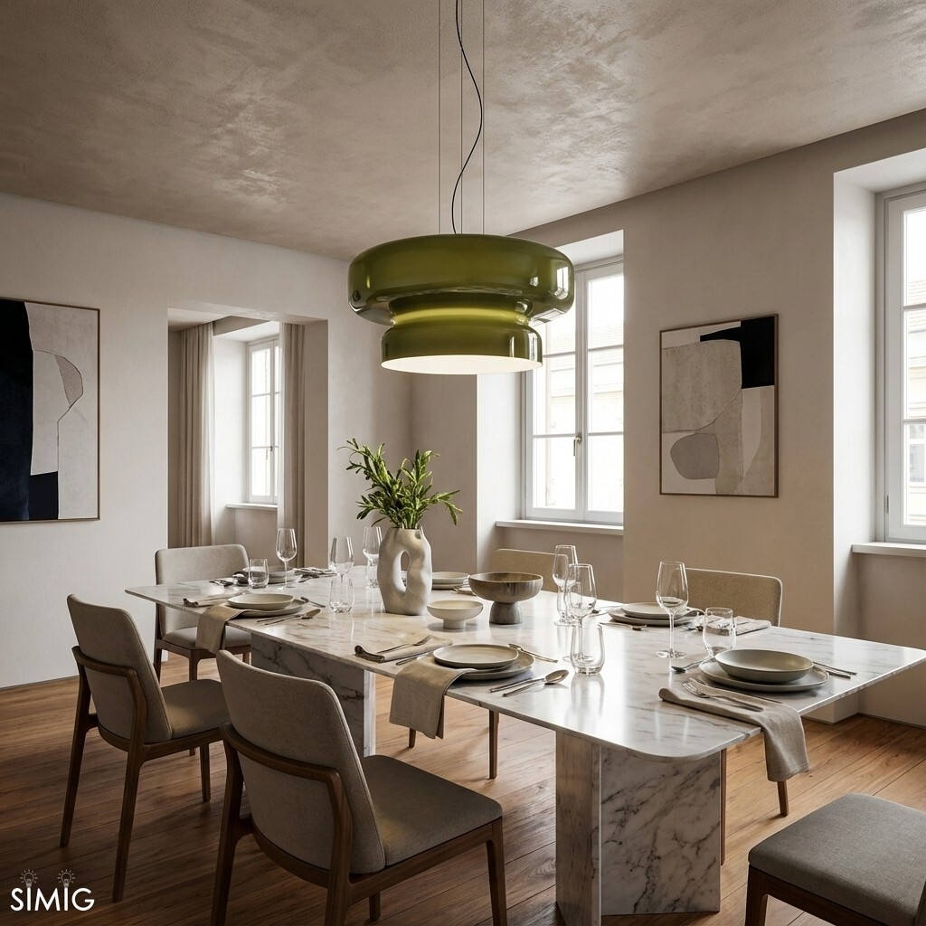 Minimalist Pendant Light - Bohemian Glass and Metal for Dining Room M388