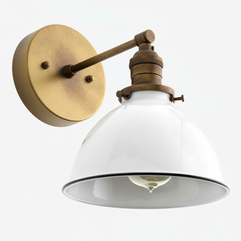 Conique Metal  Wall Sconce - White Metal Shade - Industrial Modern Lighting T307