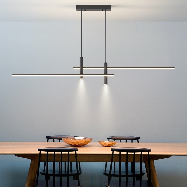 Modern Minimalist Sleek Metal Rod Chandelier M34